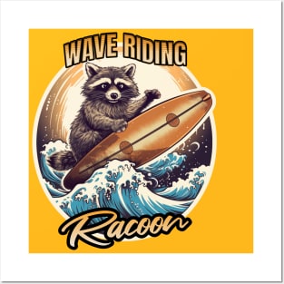 Wave Riding Racoon Posters and Art